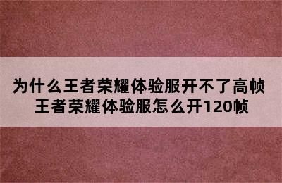 为什么王者荣耀体验服开不了高帧 王者荣耀体验服怎么开120帧